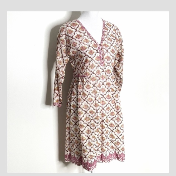 Roller Rabbit Cotton Dress Long Sleeve Relaxed Baby Doll Fit Button Bodice XXS - Picture 2 of 10